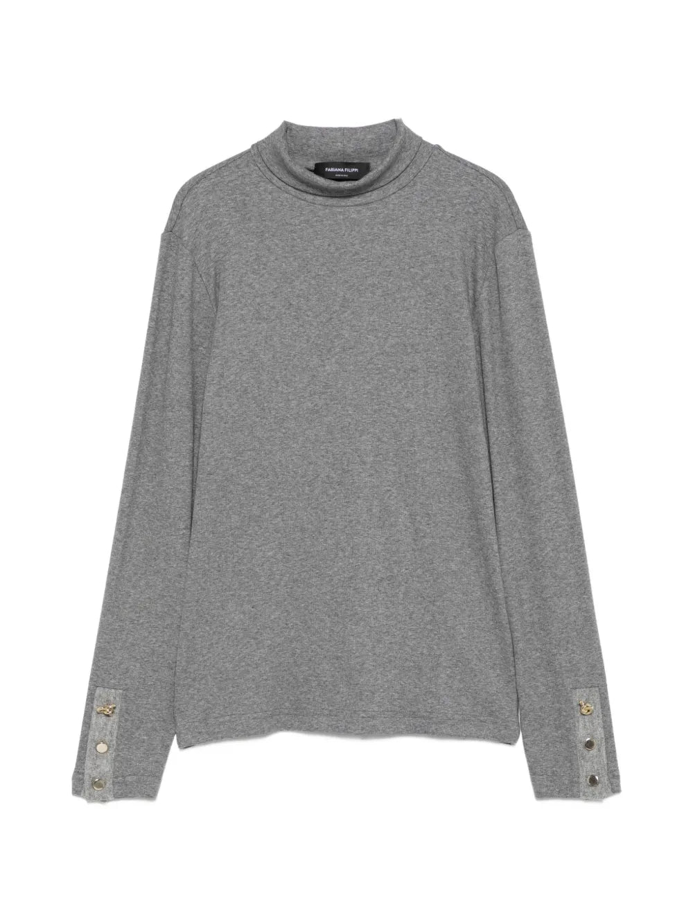 button-cuff roll-neck T-shirt