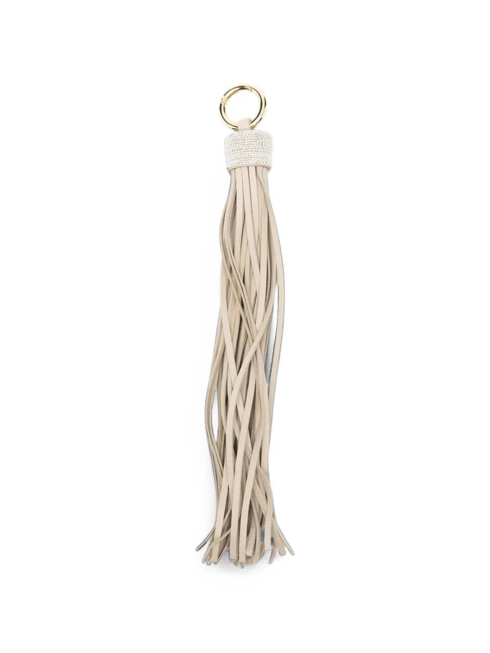 bead-embellished leather tassel keyring