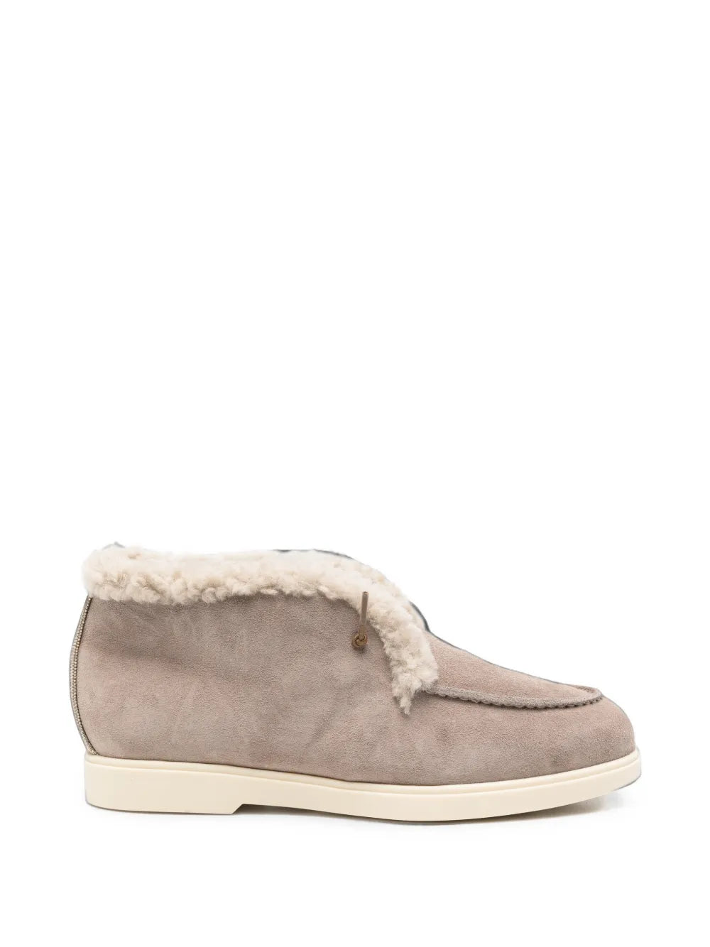 shearling-trim suede boots