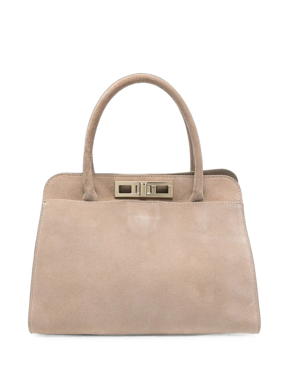 suede twist-lock tote bag