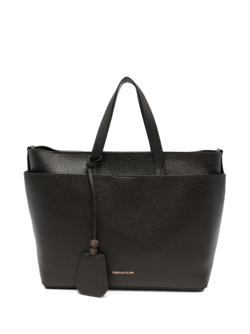 grained leather tote bag