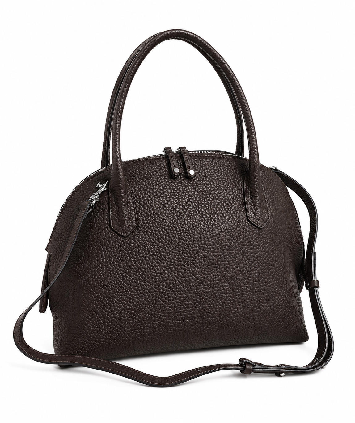 grained leather tote bag