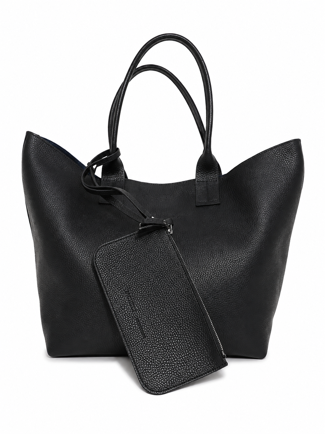 grained leather tote bag