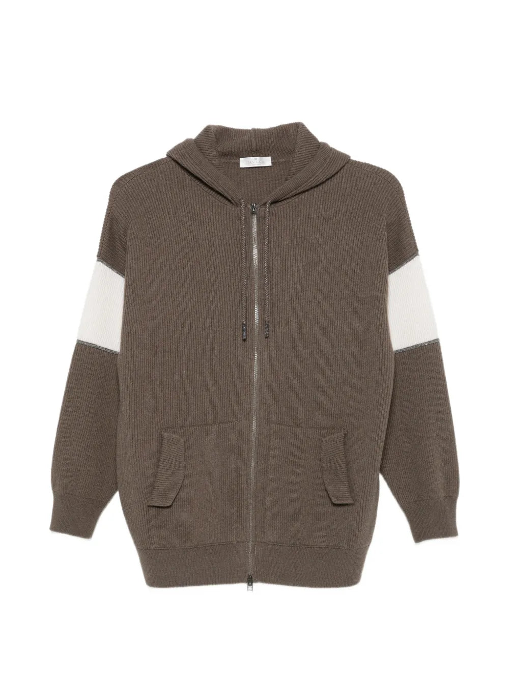 ribbed-knit colour-block hoodie