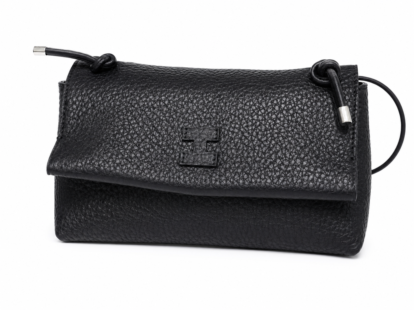 grained-leather logo-patch tote bag