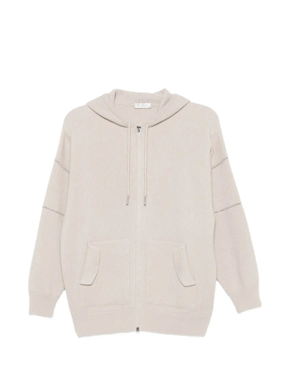 ribbed-knit zip-up hoodie