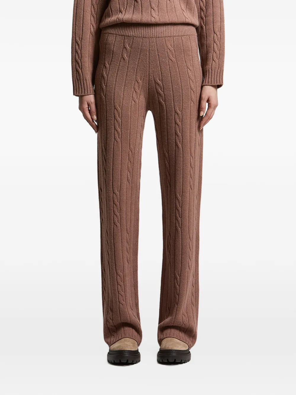 cable-knit sequin-embellished trousers