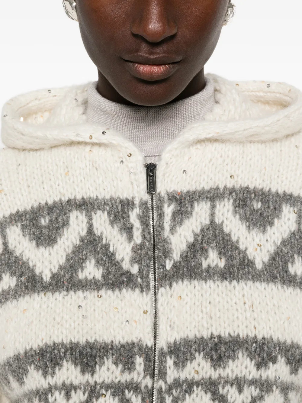 Fair Isle sequin-embellished cardigan