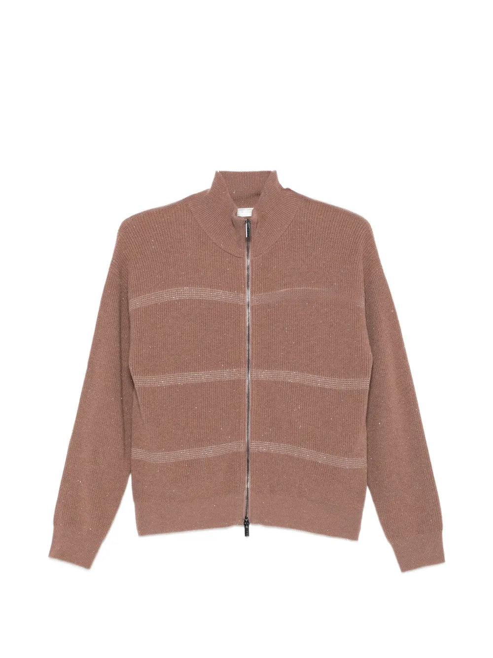 ribbed-knit zip-up sweater