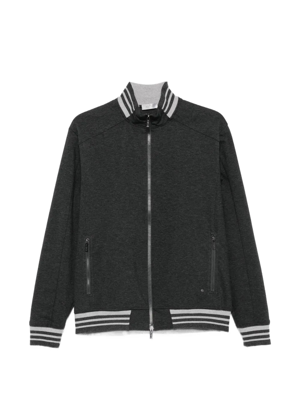 striped-trim zip-up jacket