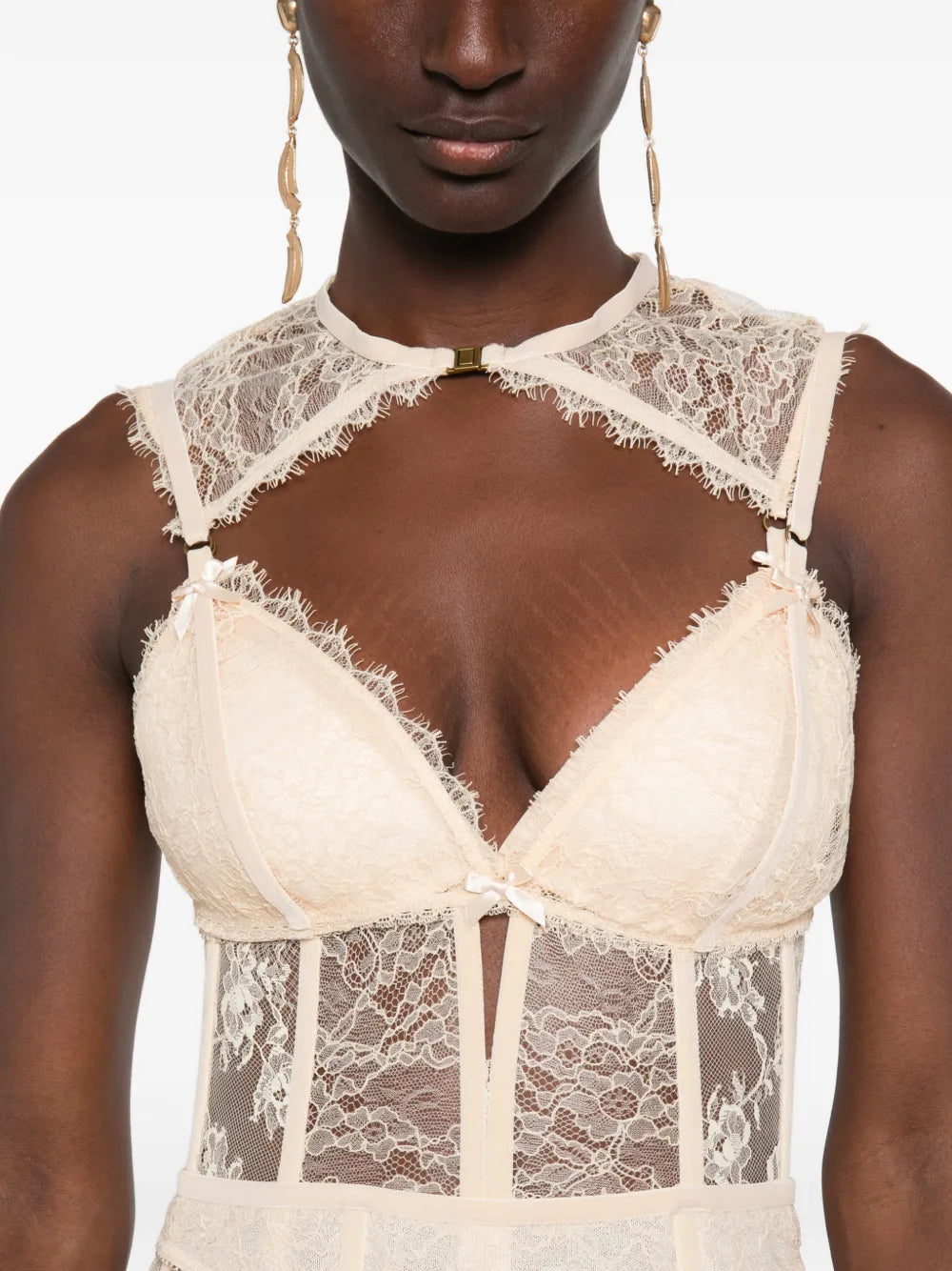 lace-trim corset top