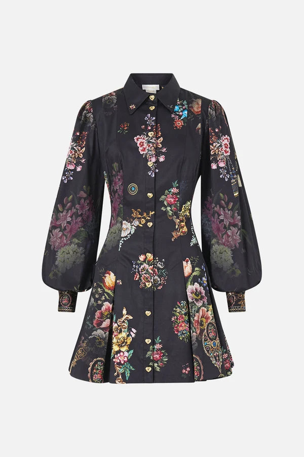 floral-print pleated dress