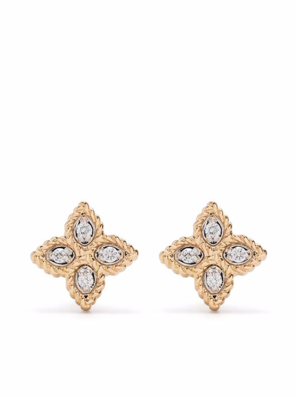 aretes Princess Flower en oro rosa de 18kt con diamantes 