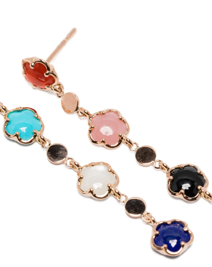 Pendientes Figlia dei Fiori en oro rosa de 18 quilates con varias piedras 