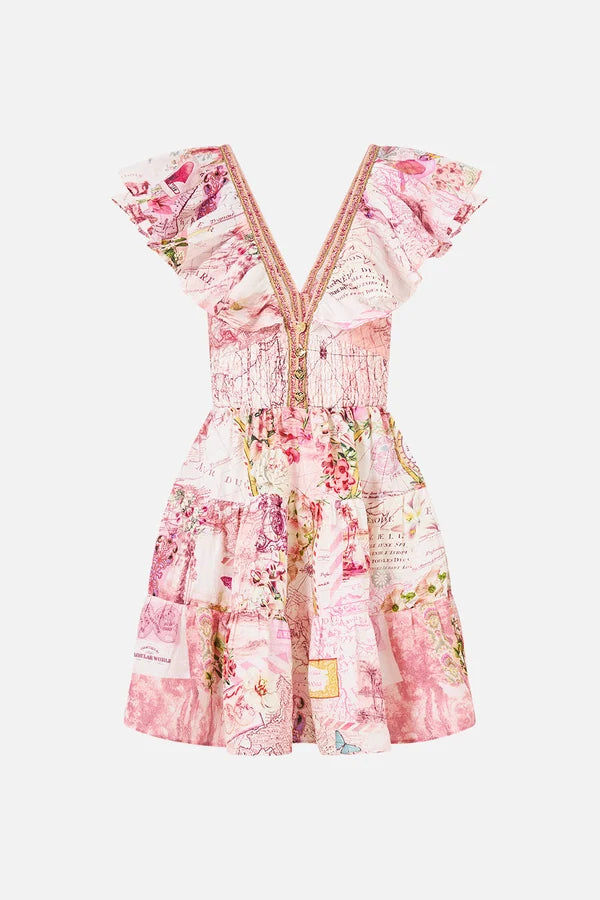 ruffled floral-print mini dress