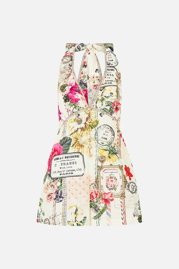 floral-print halterneck playsuit