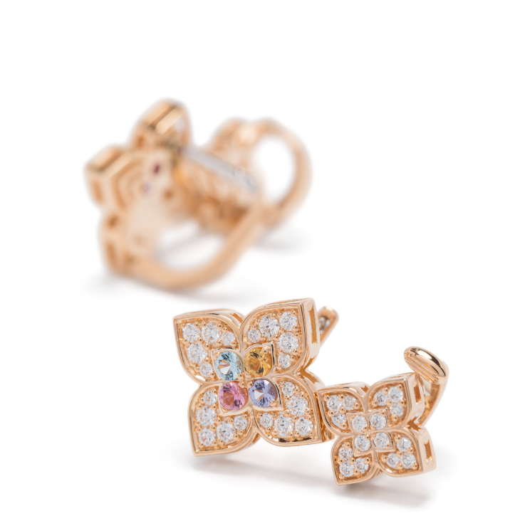 Pendientes multipiedra Princesa Veneciana en oro rosa de 18 quilates 
