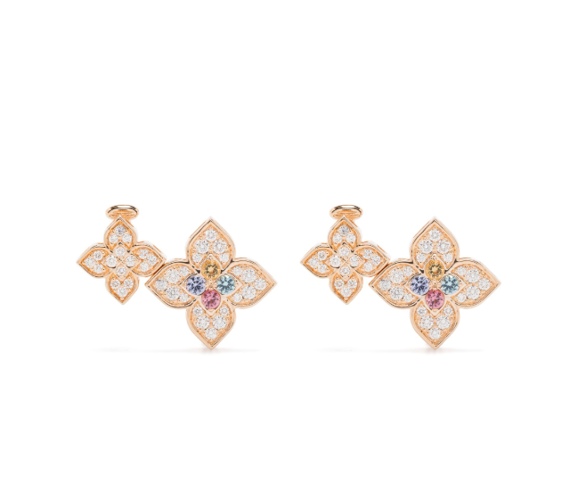 Pendientes multipiedra Princesa Veneciana en oro rosa de 18 quilates 