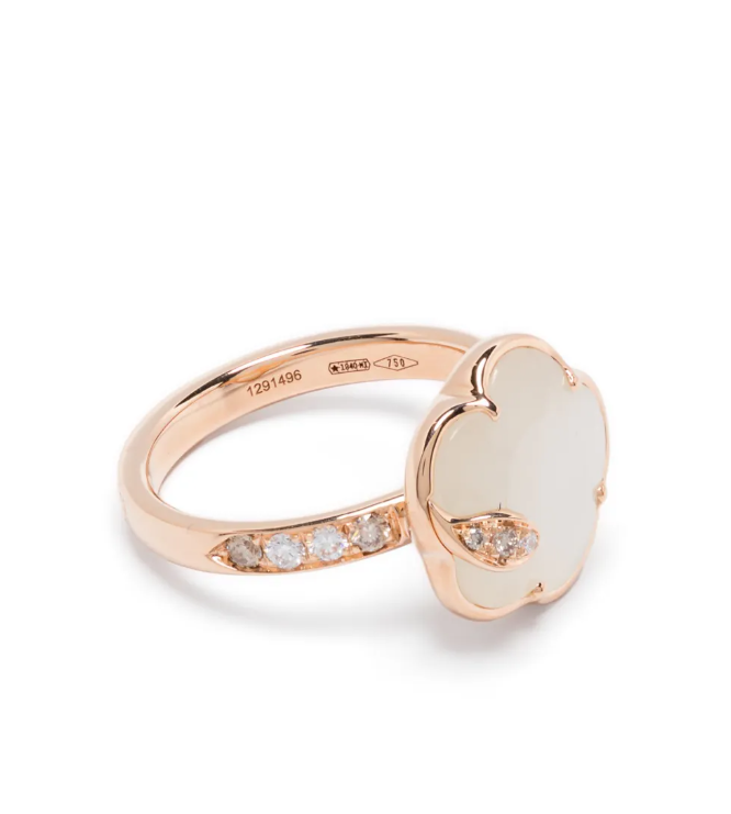 Anillo Petit Joli Lunaire de diamantes y perla en oro rosa de 18 quilates 