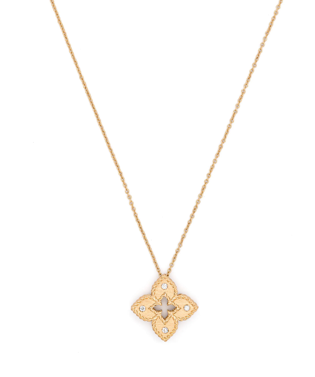 Collar de diamantes de princesa veneciana en oro rosa de 18 kt 