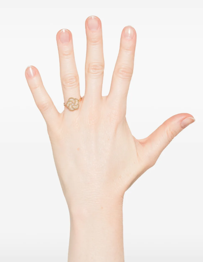 18K yellow gold diamond floral ring