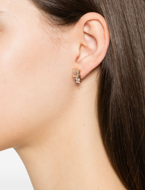 Pendientes multipiedra Princesa Flor en oro rosa de 18 quilates 