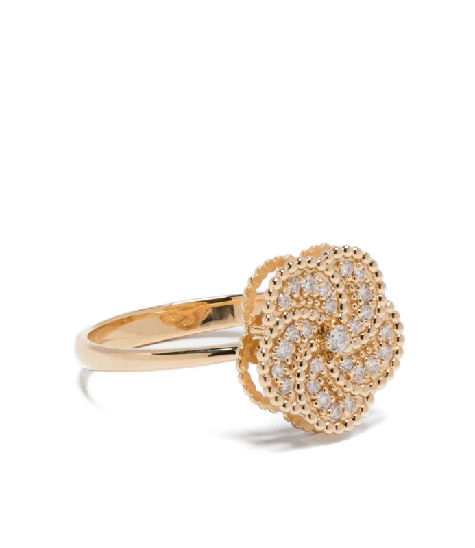 Anillo floral de diamante en oro amarillo de 18K
