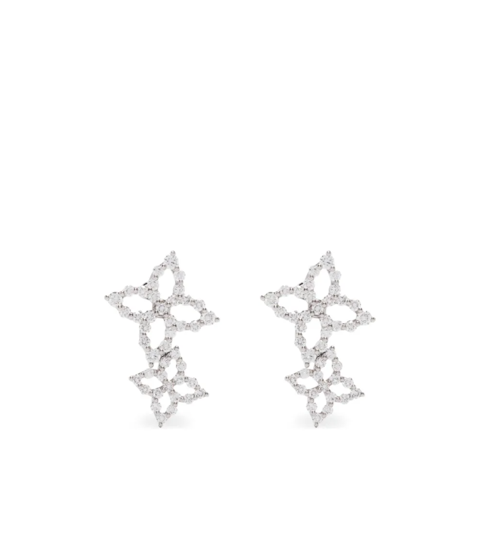 Pendientes colgantes de flor en oro blanco de 18 kt 