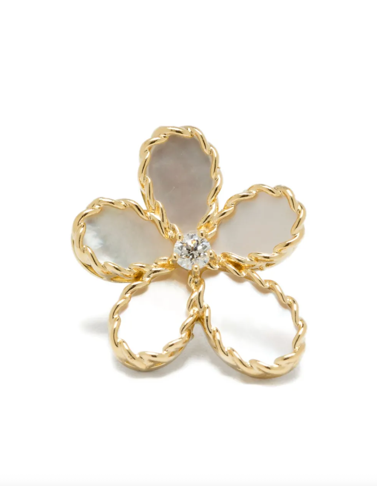 Pendientes de flor de nácar y diamantes de oro amarillo