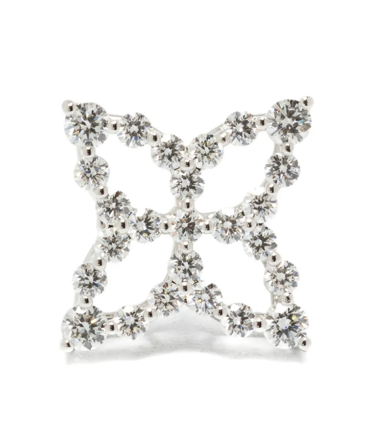 Pendientes de oro blanco con diamantes y forma de flor
