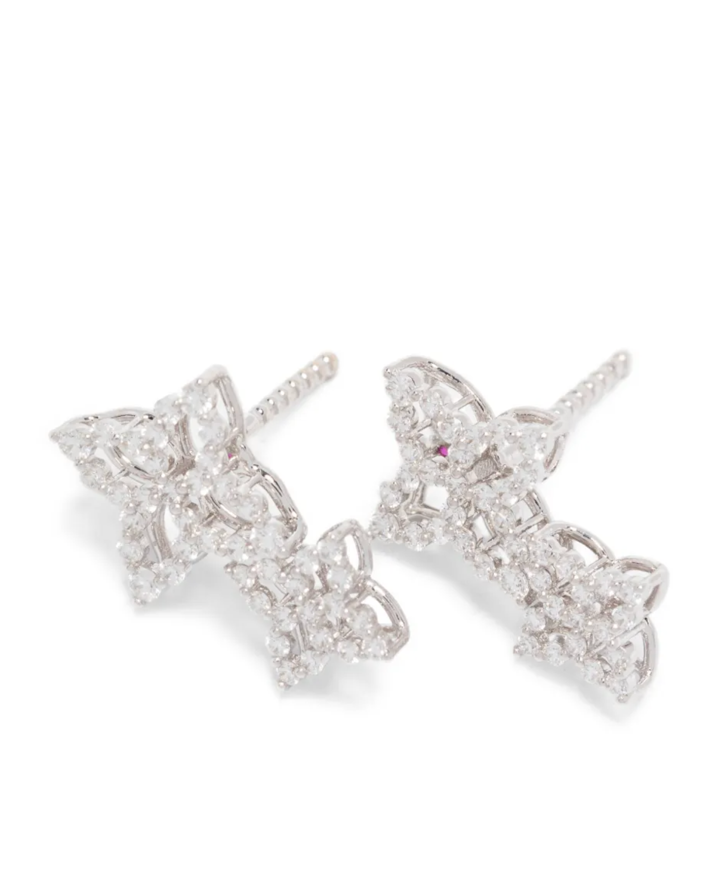 Pendientes colgantes de flor en oro blanco de 18 kt 