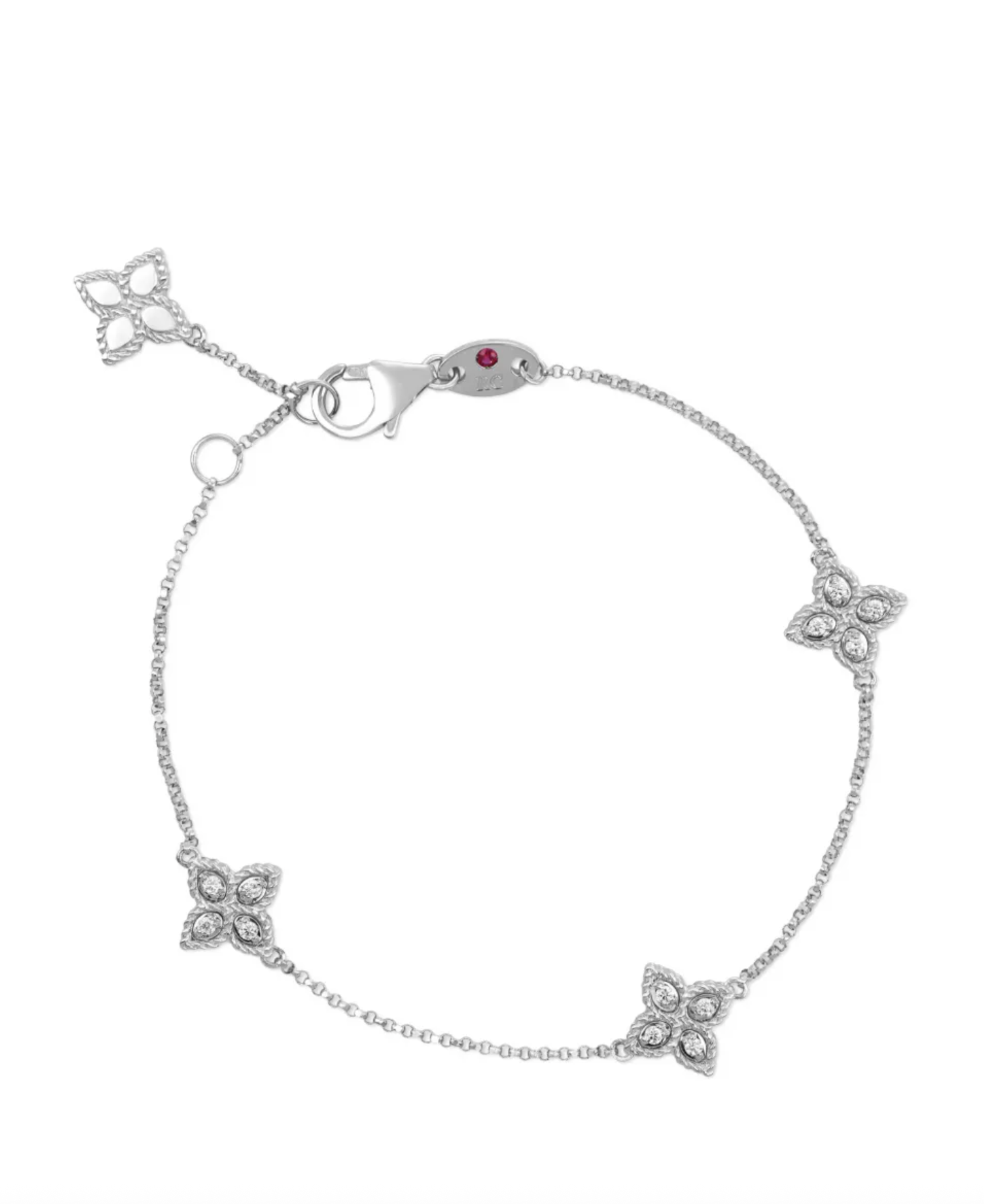 18kt white  gold Princess Flower diamond bracelet