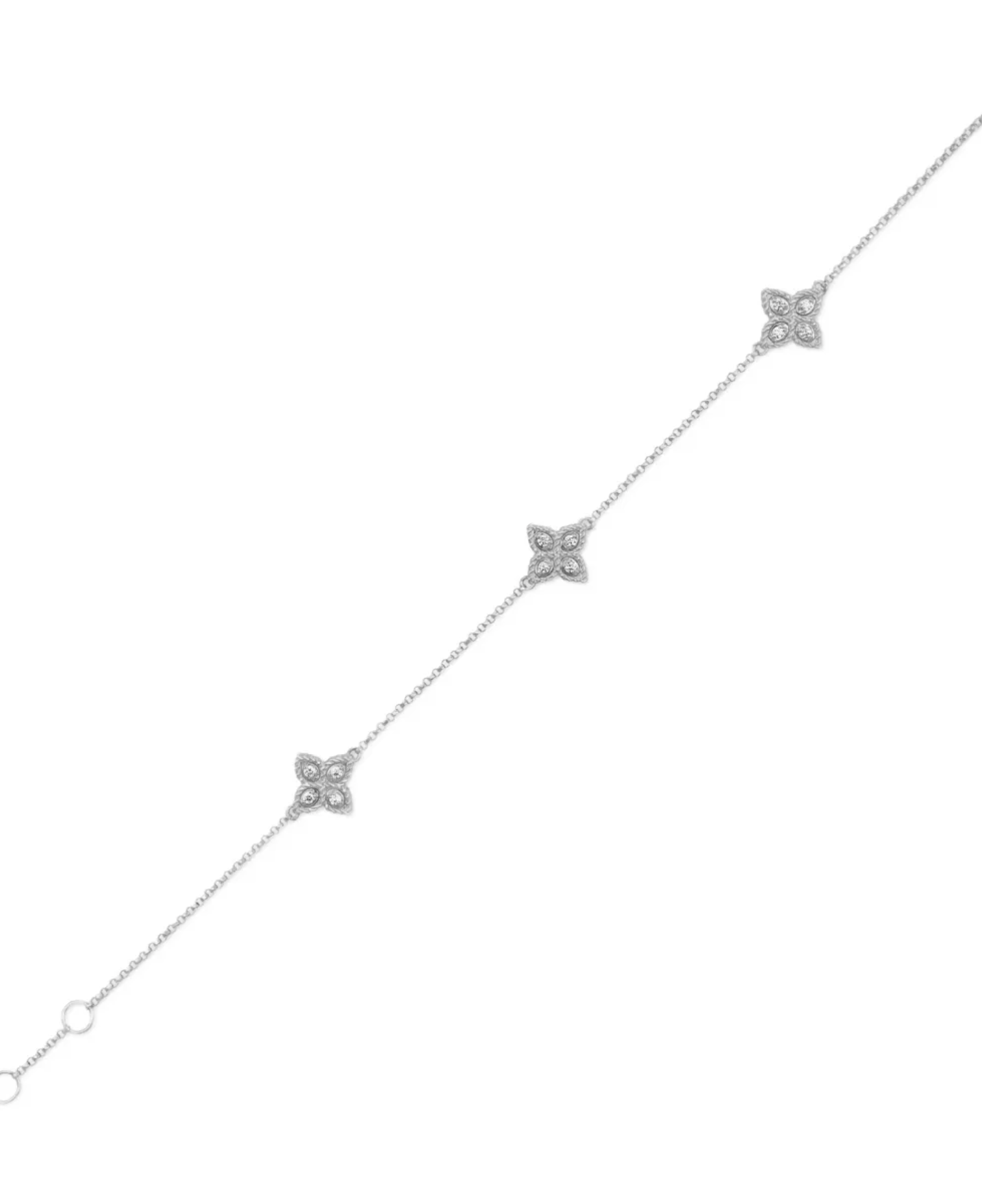 18kt white  gold Princess Flower diamond bracelet