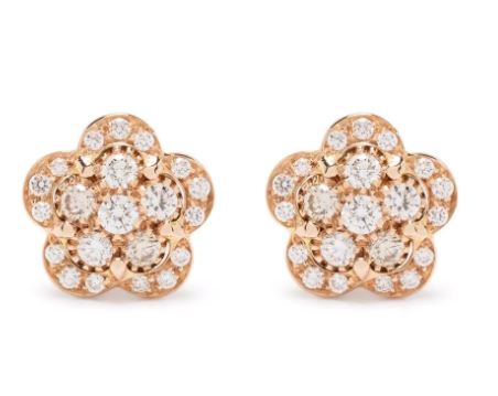 aretes Dei Fiori en oro rosa de 18kt con diamantes