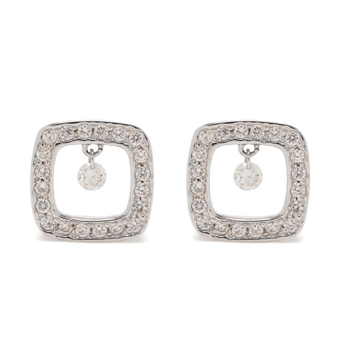aretes Vega en oro blanco de 18kt con diamantes 