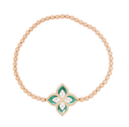 18kt rose gold Princess Flower malachite diamond bracelet