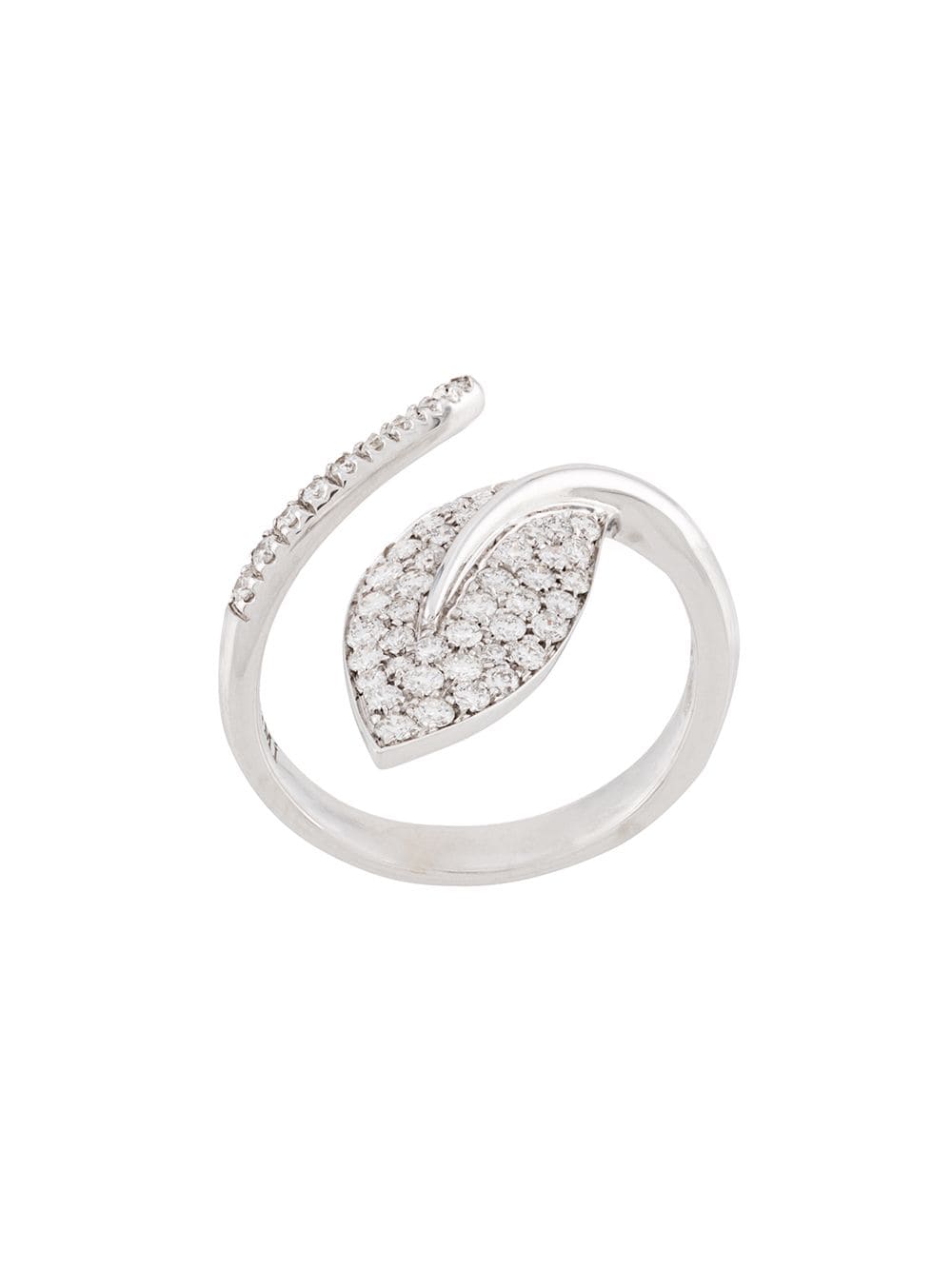 18kt white gold Foglia leaf diamond ring