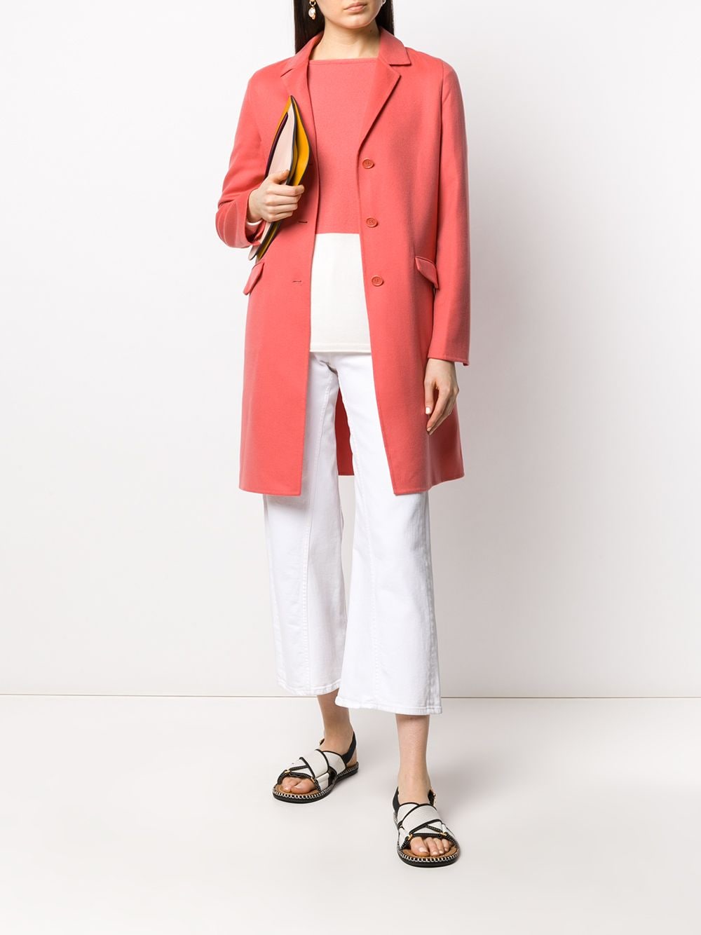 single breasted mid-length coat