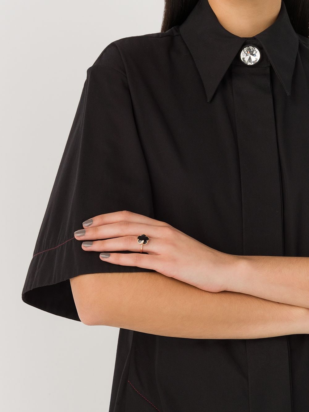 18kt rose gold Petit Joli onyx and diamond ring