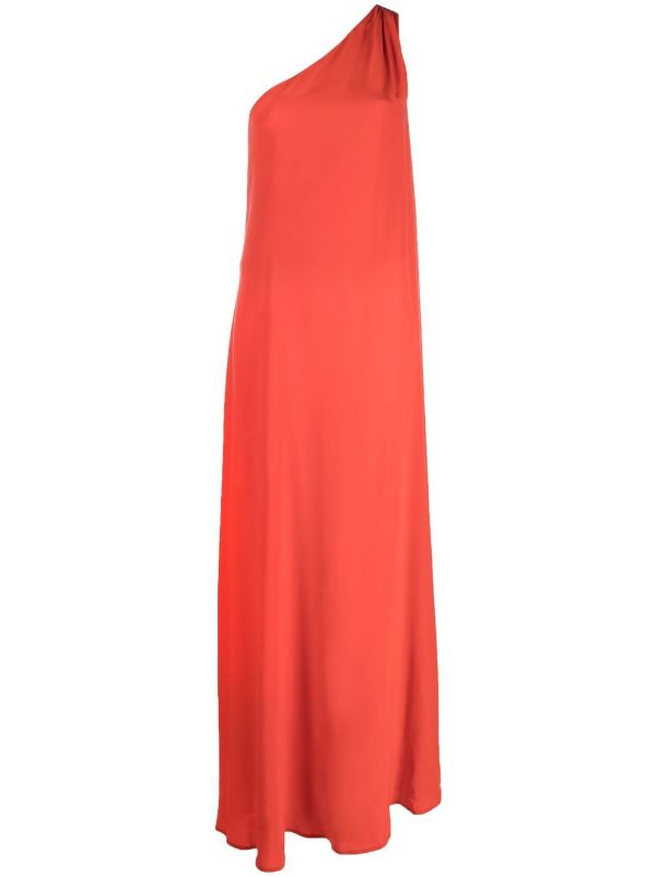 vestido largo de seda con un solo hombro 