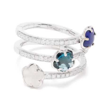 anillo Figlia dei Fiori en oro blanco de 18kt con diamantes 