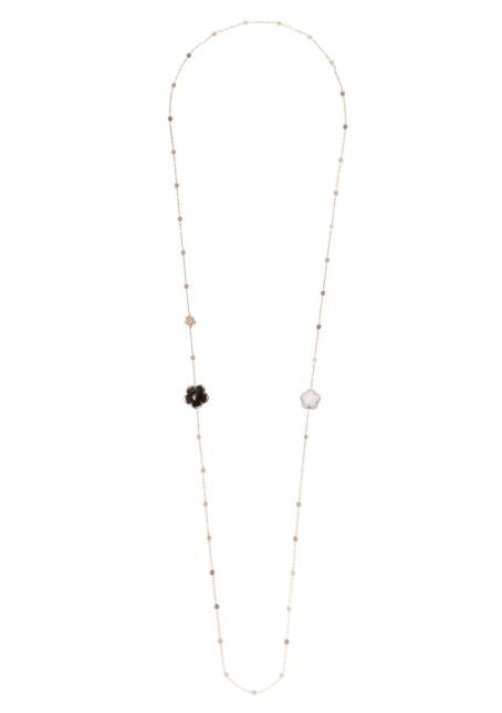 collar Bon Ton en oro rosa de 18kt con cuarzo ahumado, cuarzo lechoso y diamantes