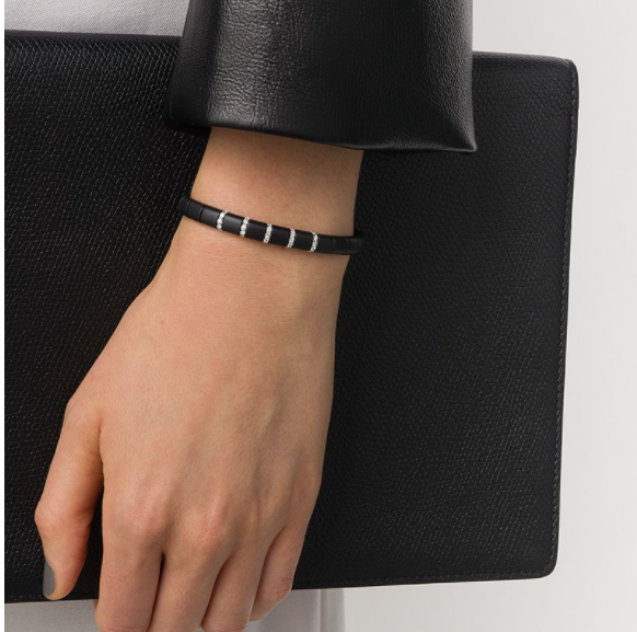 pulsera Domino en oro blanco de 18kt, diamantes y cerámica negra 