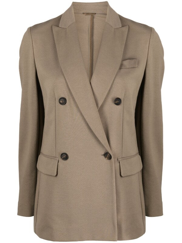 double-breasted cotton-blend blazer
