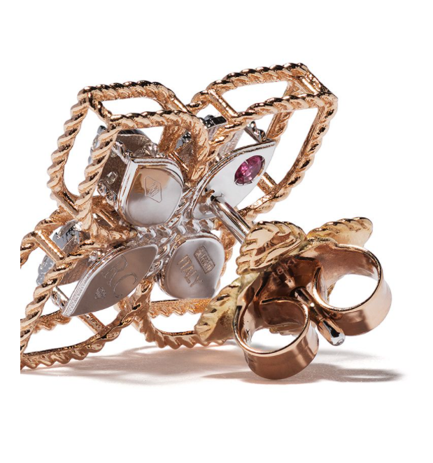 aretes Princess Flower en oro rosa de 18kt con diamantes 
