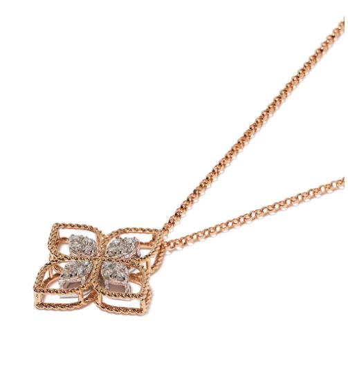 collar Princess Flower en oro rosa de 18kt con diamantes 