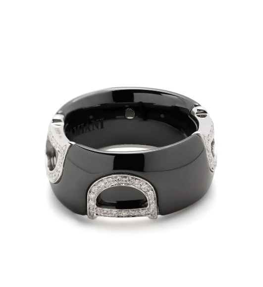 18kt white gold  black ceramic D.Icon diamond ring