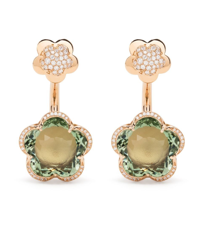 aretes Ton Joli en oro rosa de 18kt con prasiolita y diamantes 