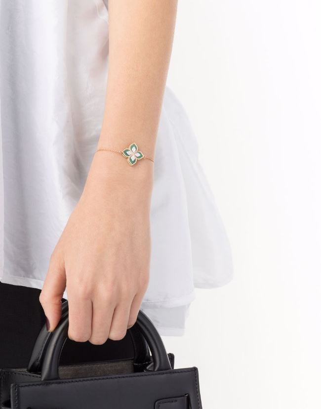 18kt rose gold Princess Flower malachite and diamond  bracelet