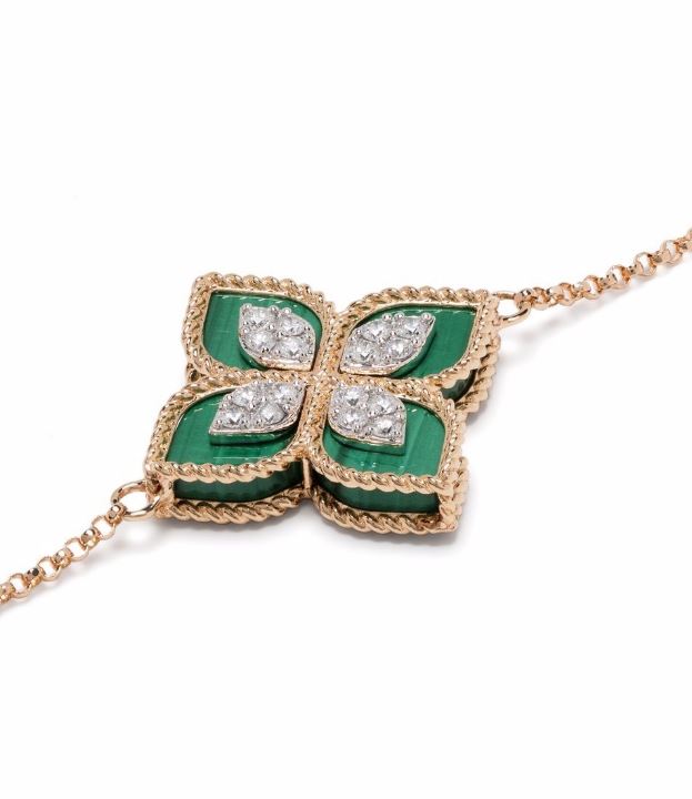 18kt rose gold Princess Flower malachite and diamond  bracelet